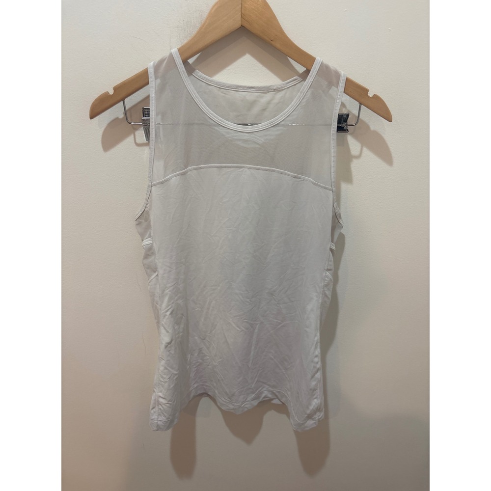 Lululemon White Mesh Panel Racerback Activewear Tank Top Sleeveless Gym Shirt